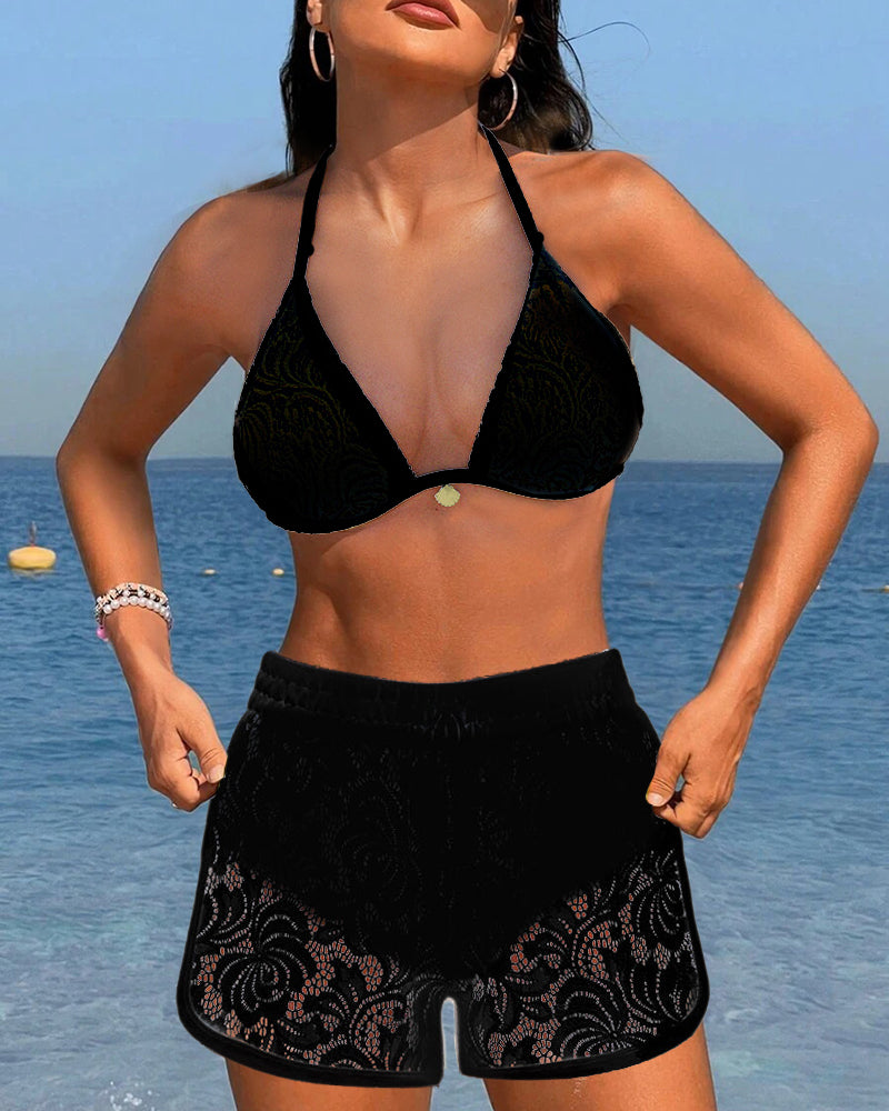 Isala | Elegáns Szilárd Csipkés Bikini Szett