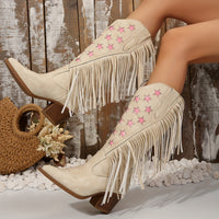 Monique - Rózsaszín Csillag Hímzett Cowboy Csizmák