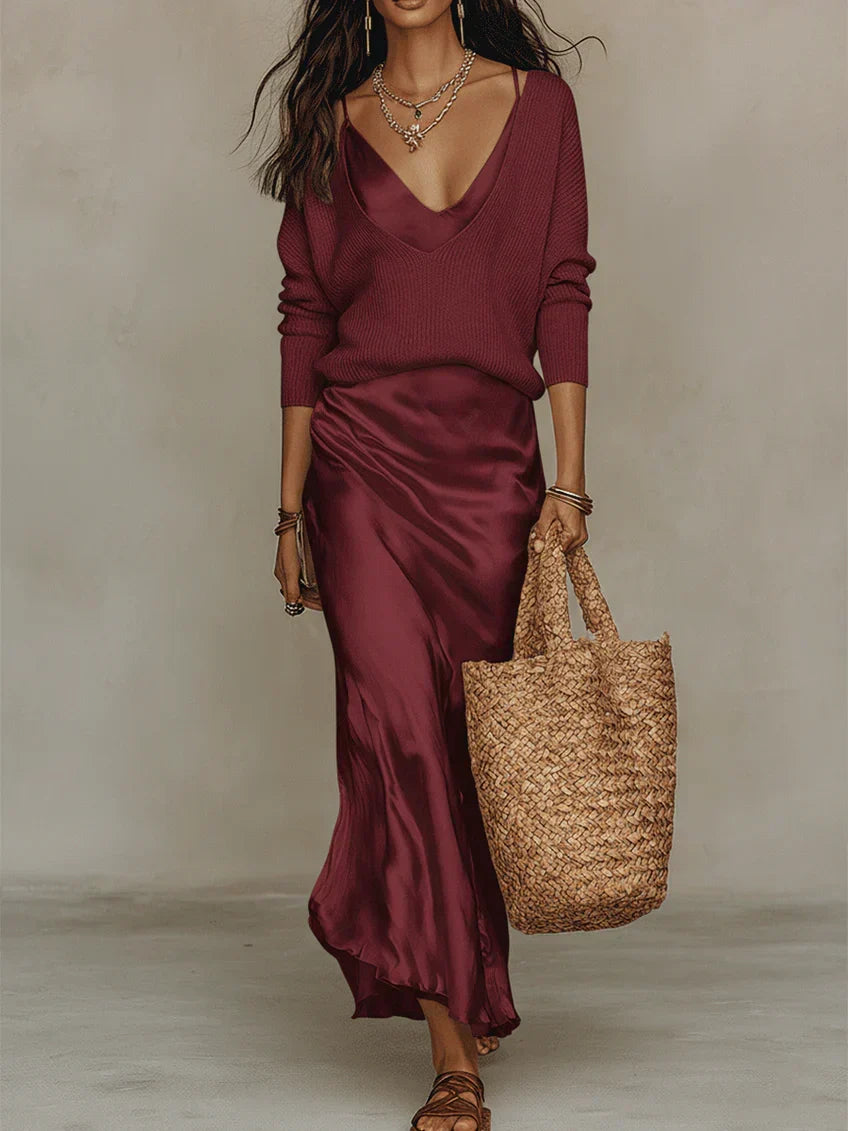 Anaïs – Elegáns szatén midiruha - Image 9