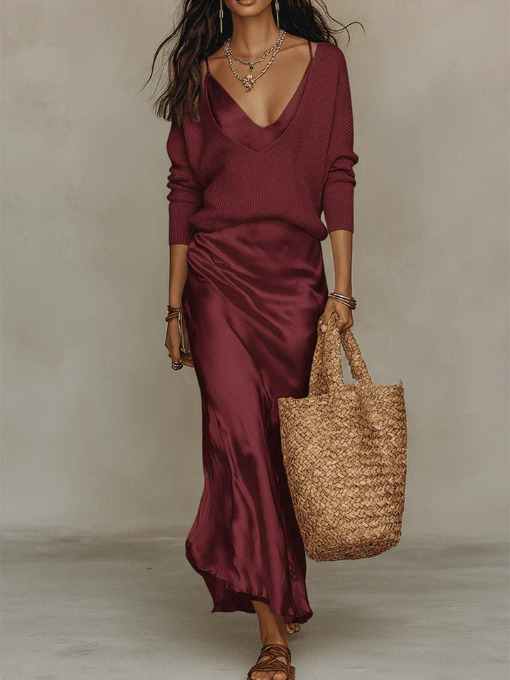 Anaïs – Elegáns szatén midiruha - Image 9