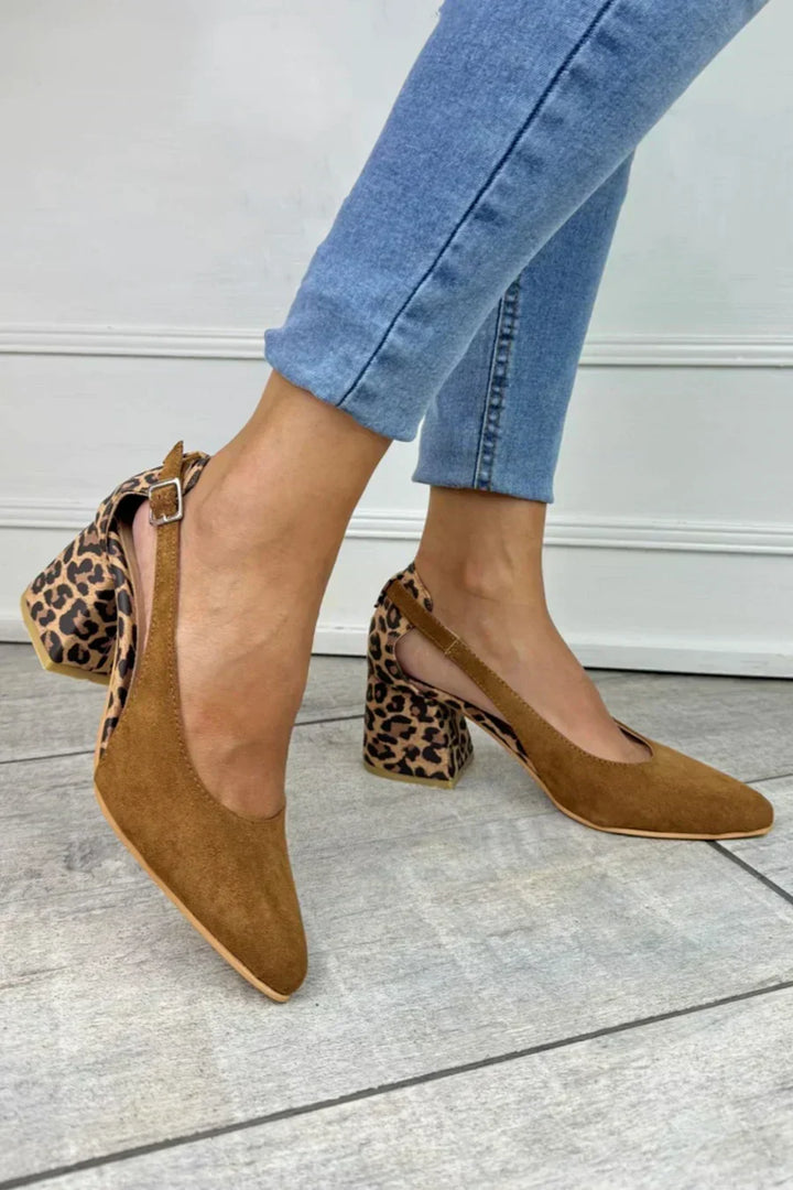 Hannelore – Leopárd Mintás Slingback Magassarkú