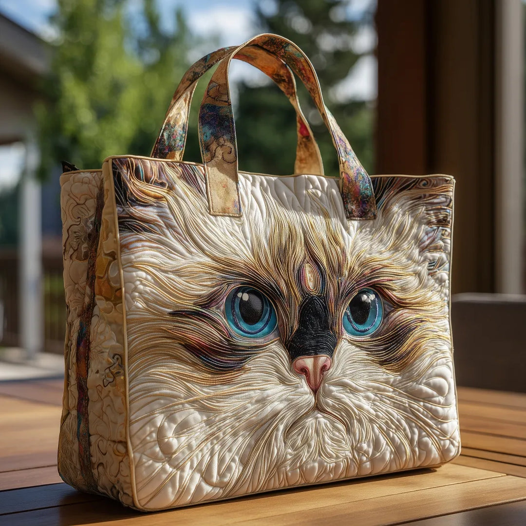 Borsa Artigianale Gatto Bianco con Occhi Blu - Image 1