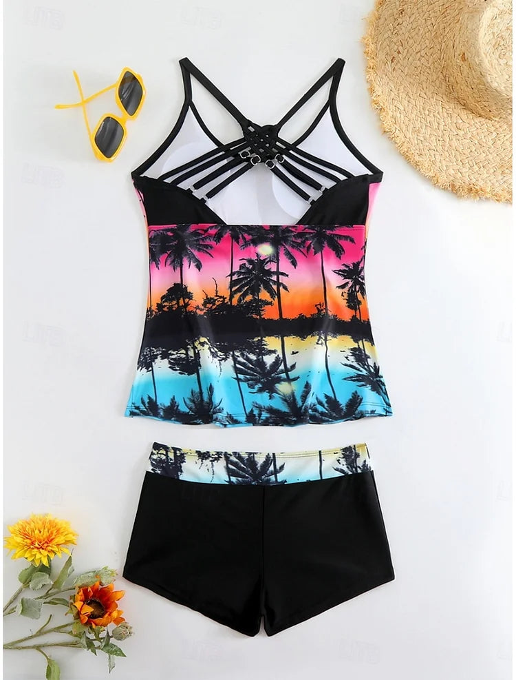 La Habana - Tankini set met tropische print en zwembroek - Image 3