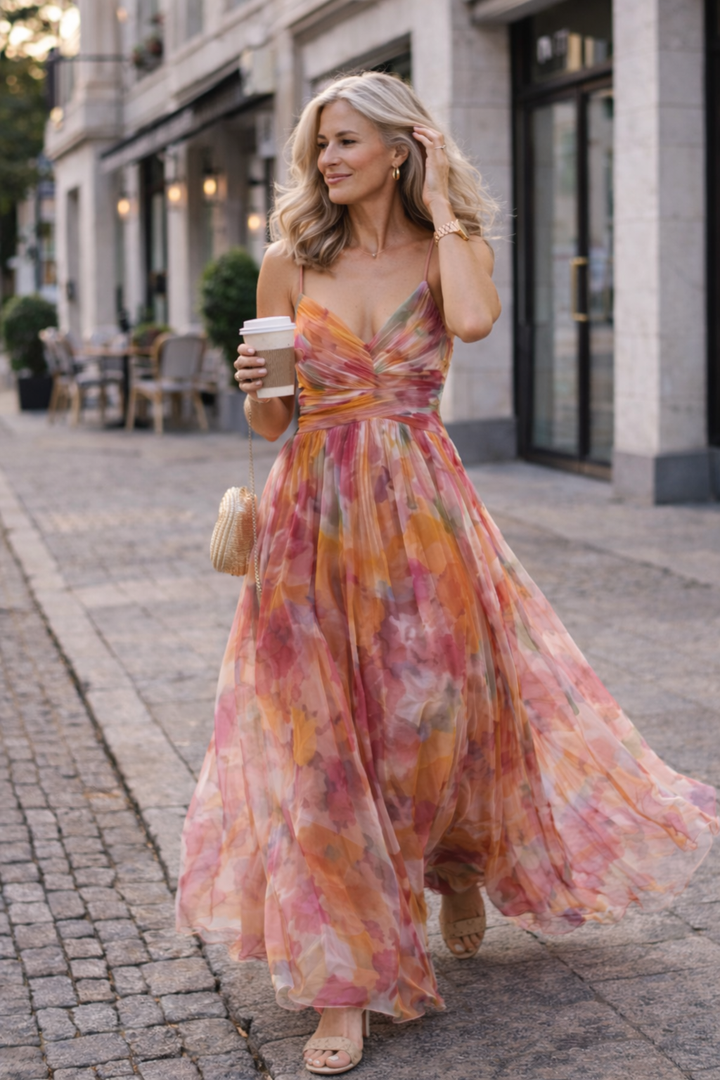 Lena – Virágmintás Maxi Ruha
