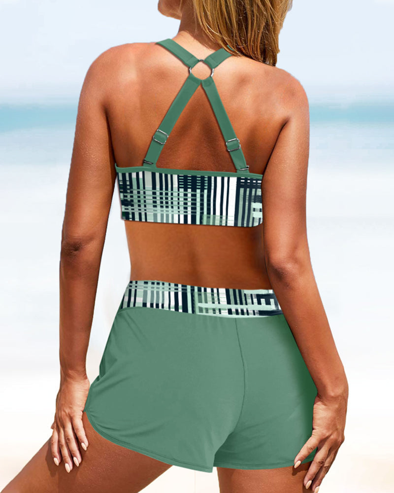 Janette - Hoge Taille Bikini met Strepen - Image 3