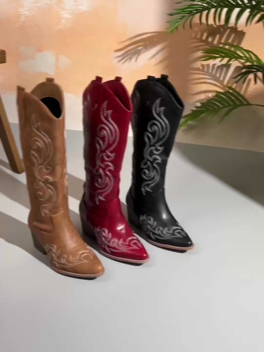 Sharina - Slip-on Retro Cowboy Csizma