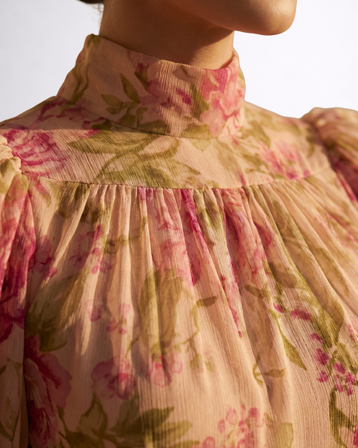 Katalin | Virágos Hosszú Chiffon Ruha - Image 5