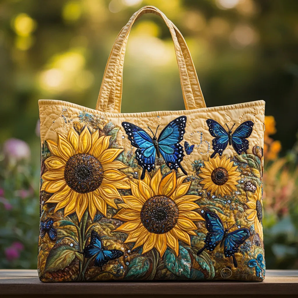 Borsa Artigianale Girasoli e Farfalle Blu - Image 1