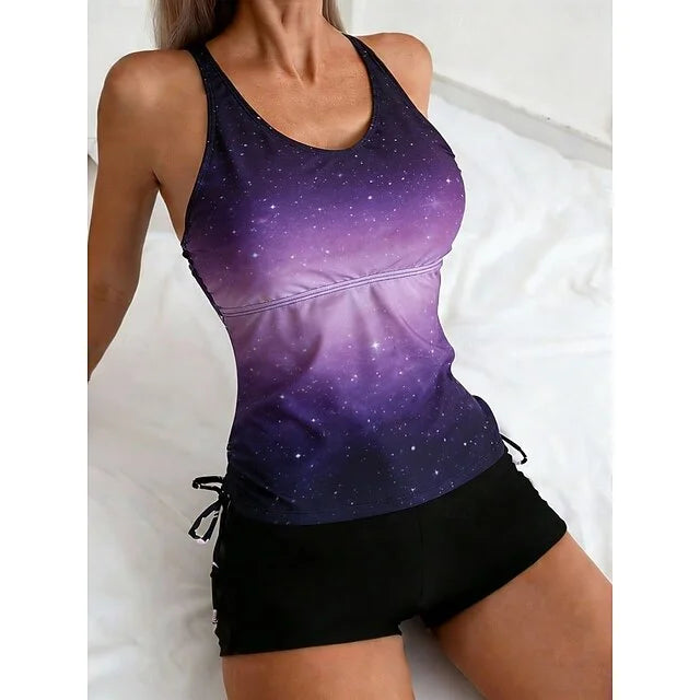 Celeste - Tankini set met sterrenstelselprint die de buik bedekt - Image 3