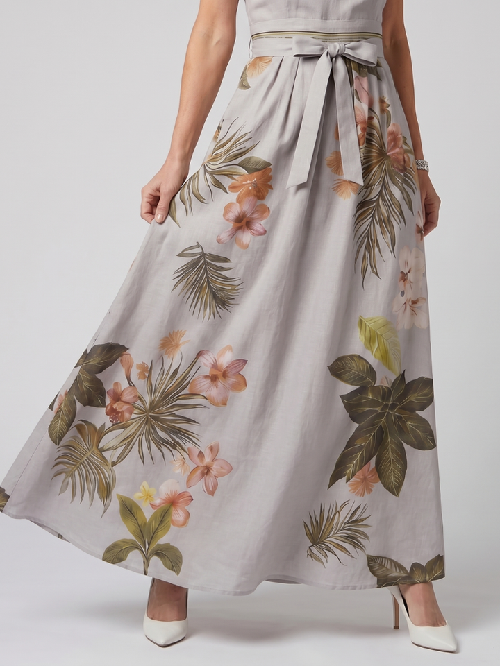 Mező | Draped Halter Botanikai Panel Maxi Ruha