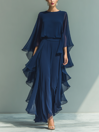 Fodros chiffon szett – Elegáns kétrészes ruha