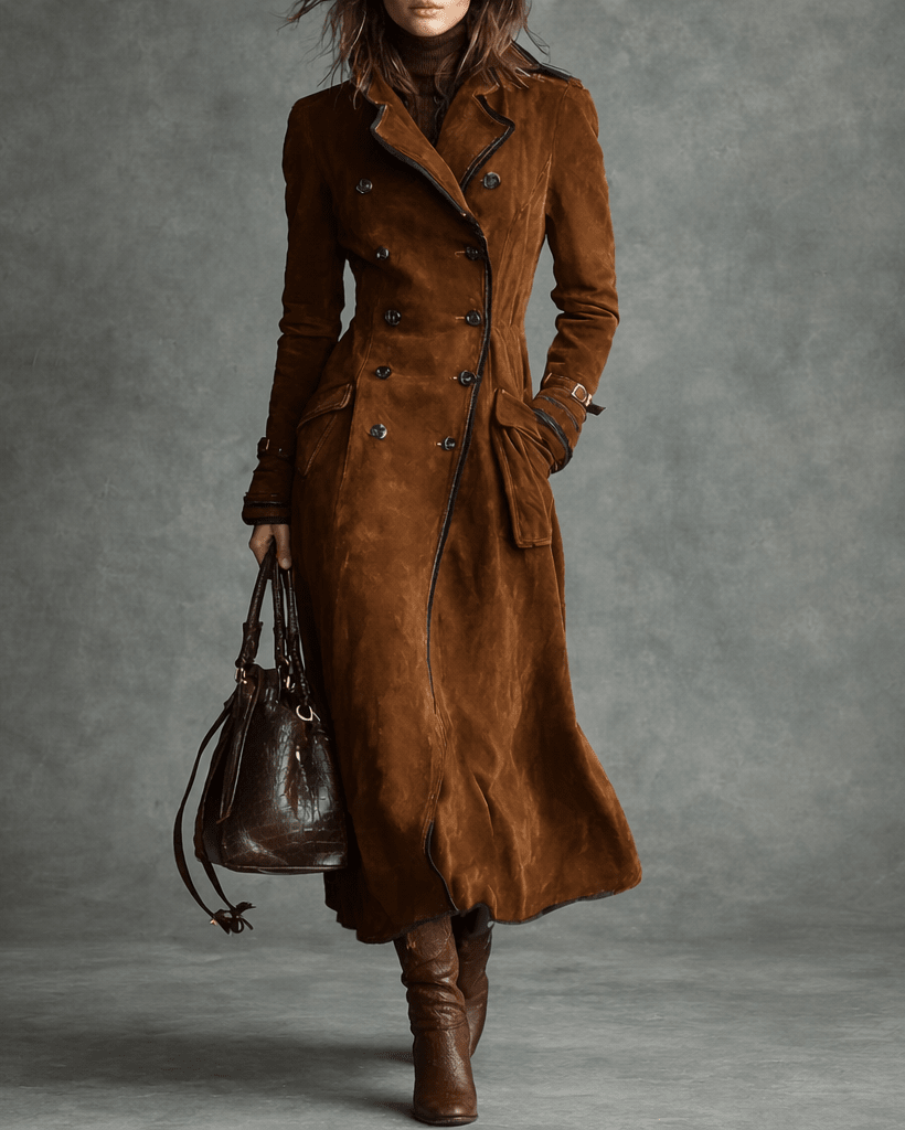 Nathalie – Suede Trench Coat