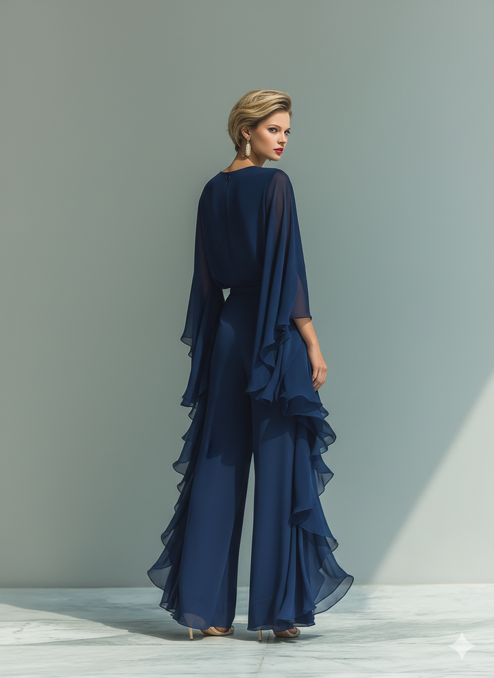 Elegantes Chiffon-Set mit Rüschen, zweiteilig, Detailansicht, Rückseite, Outfit 5 von 5