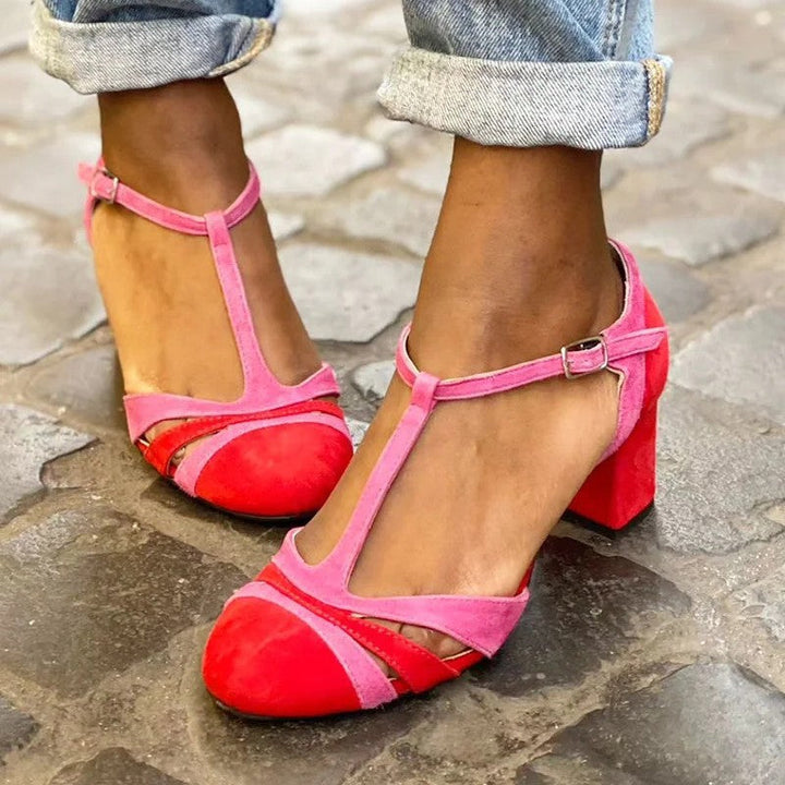 Hannah – T-strap blokk sarkú cipők