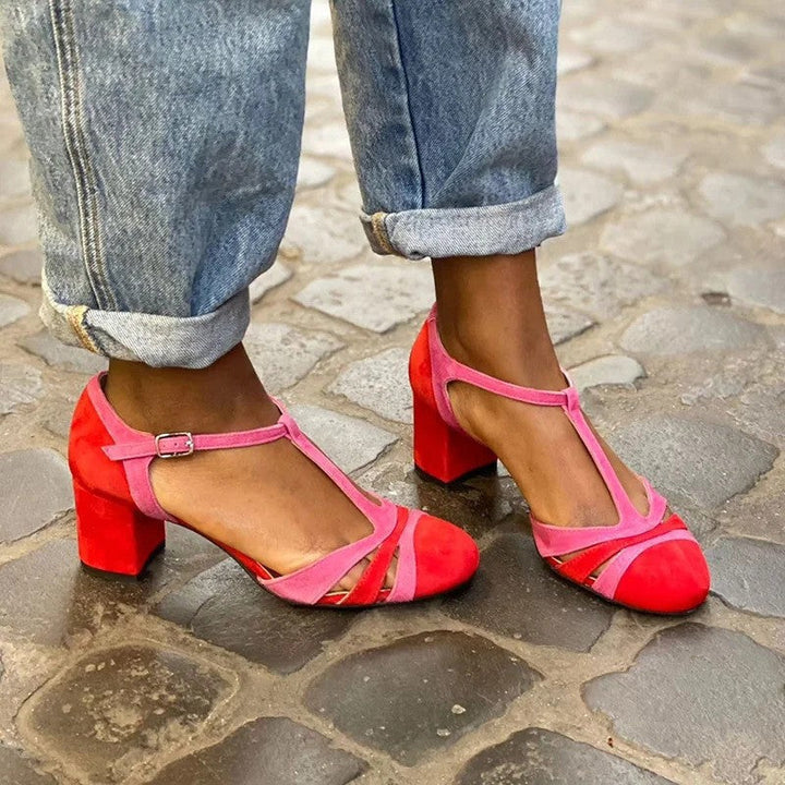 Hannah – T-strap blokk sarkú cipők