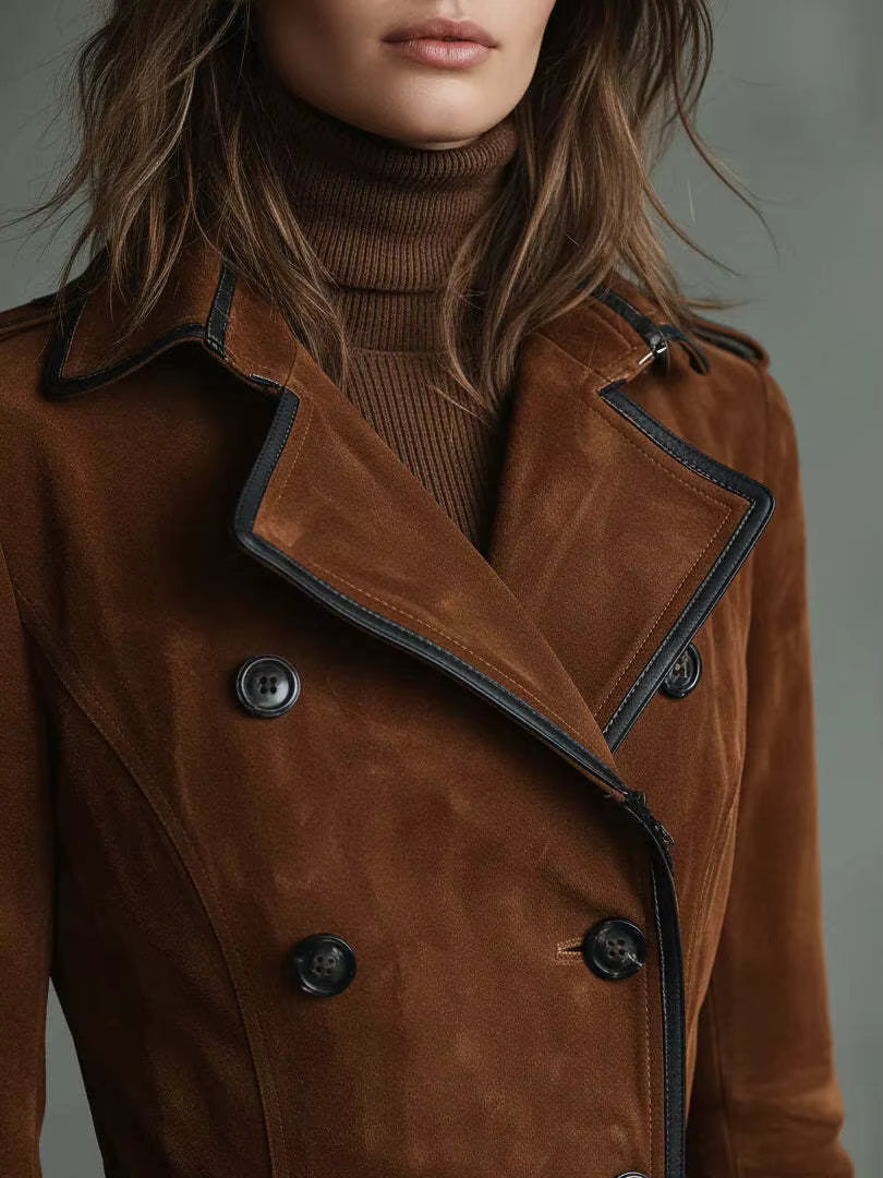Nathalie – Suede Trench Coat
