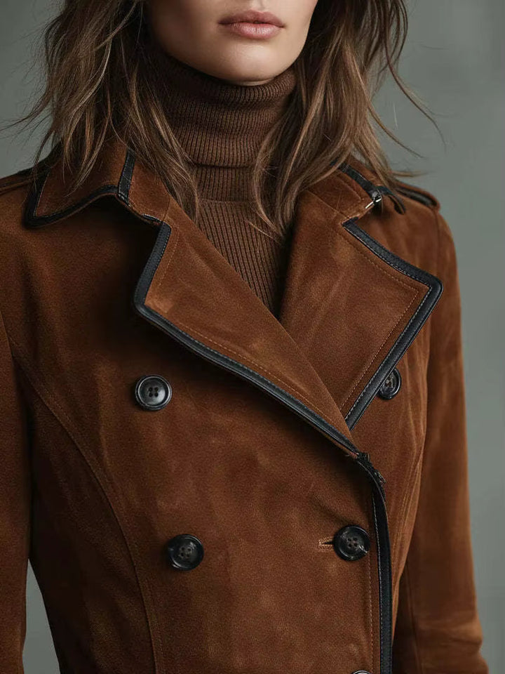 Nathalie – Suede Trench Coat
