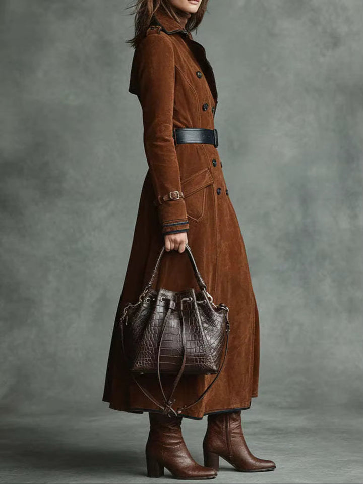 Nathalie – Suede Trench Coat