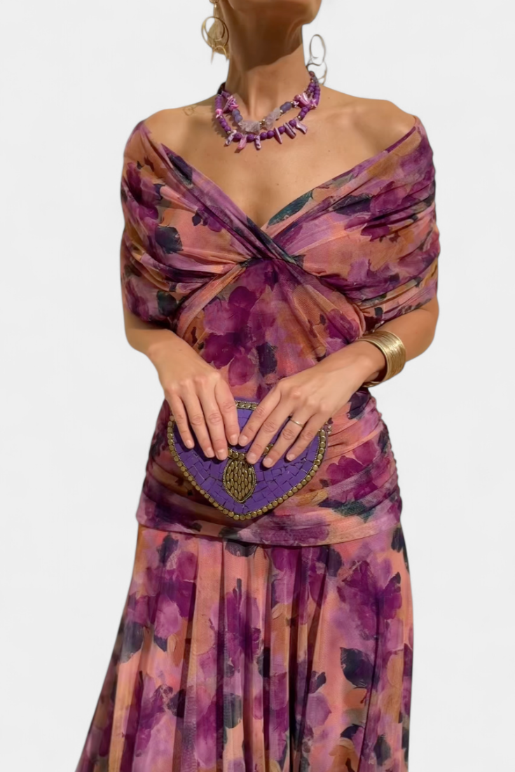 Hannah – Elegáns Virágmintás Maxi Ruha