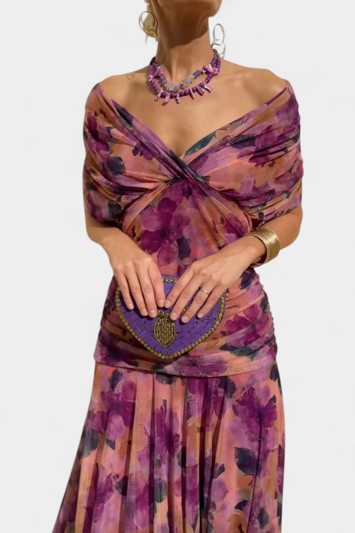 Hannah – Elegáns Virágmintás Maxi Ruha