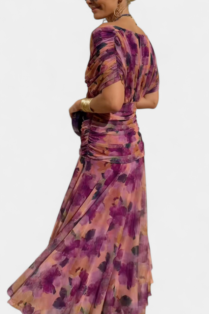 Hannah – Elegáns Virágmintás Maxi Ruha