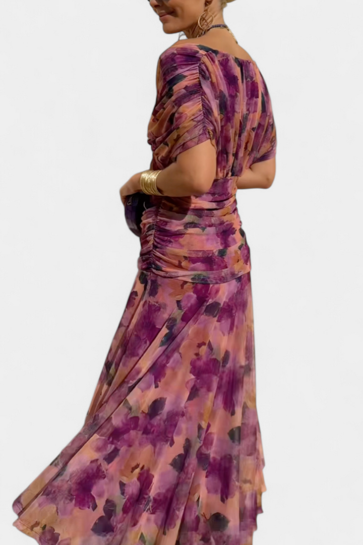 Hannah – Elegáns Virágmintás Maxi Ruha