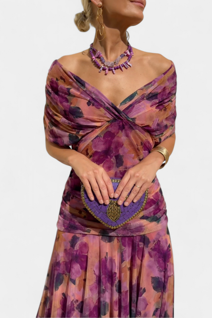Hannah – Elegáns Virágmintás Maxi Ruha