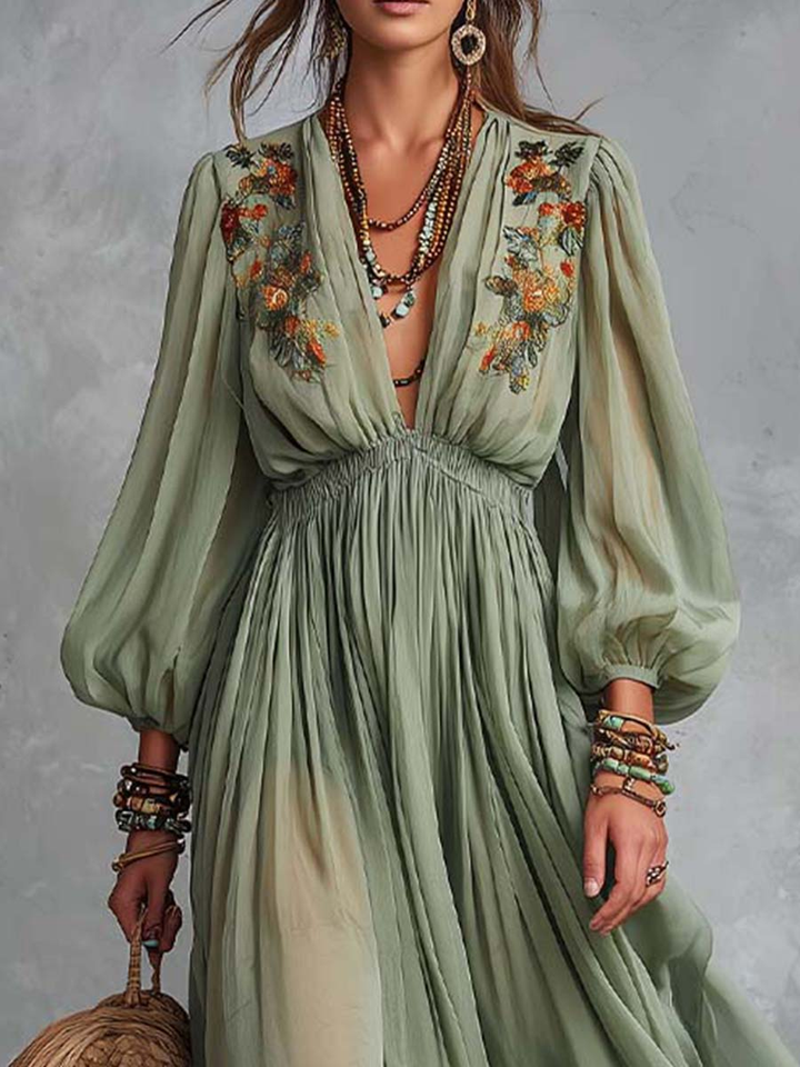 Élodine™ | Virágmintás Maxi Boho Ruha
