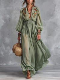 Élodine™ | Virágmintás Maxi Boho Ruha
