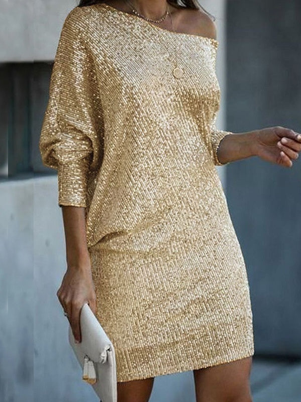 Elegáns Mini Ruha Paillettes-szel Vállnélküli - Image 1