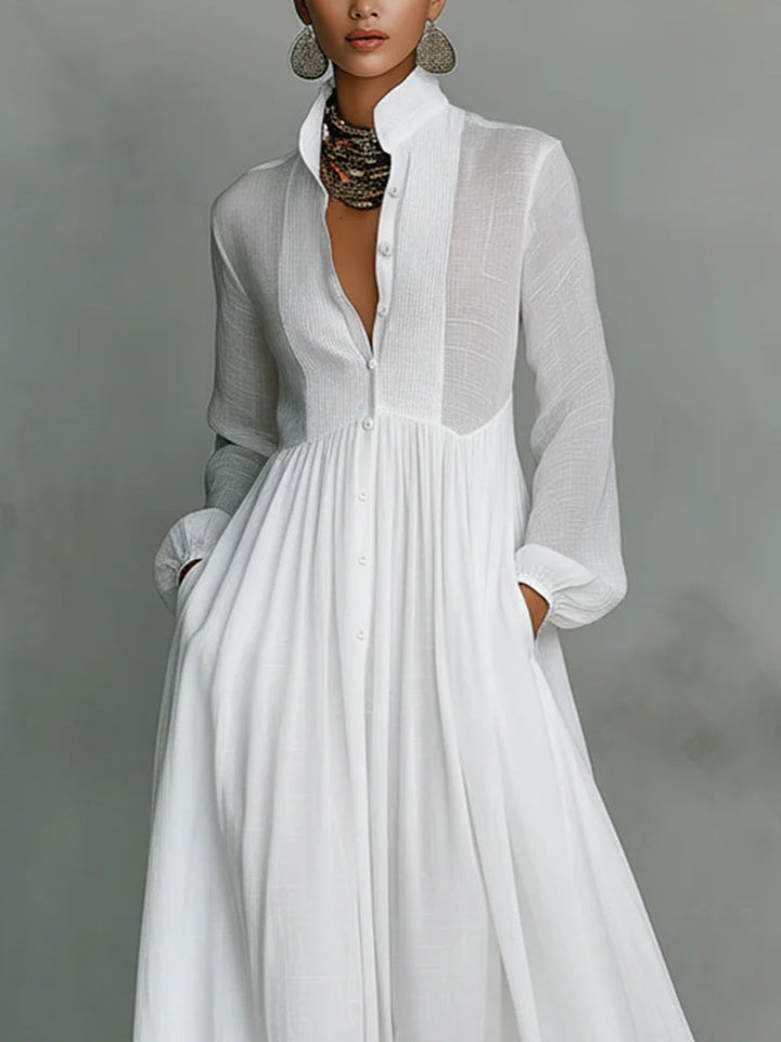 Léonie™ | Magas Nyakú Minimalista Maxi Ruha