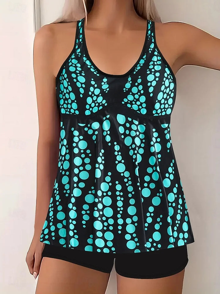 Jade - Tankini set met bubbels patroon die de buik bedekt - Image 1