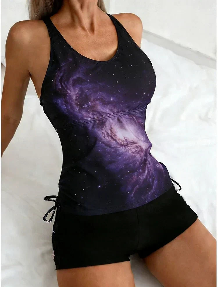 Celeste - Tankini set met sterrenstelselprint die de buik bedekt - Image 5