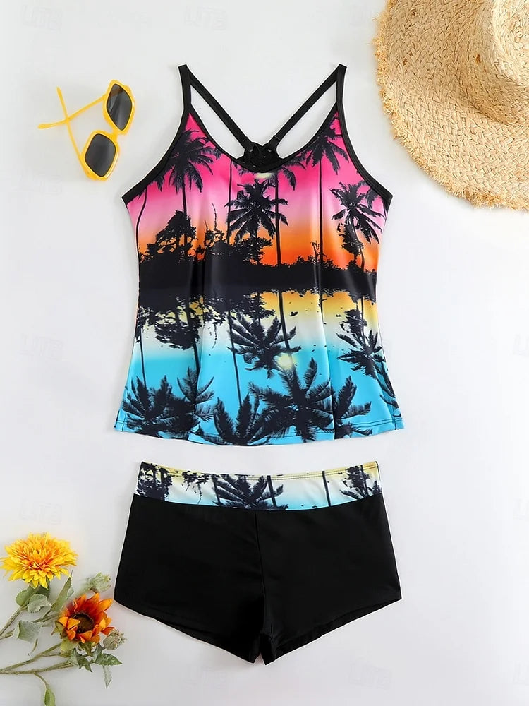 La Habana - Tankini set met tropische print en zwembroek - Image 2