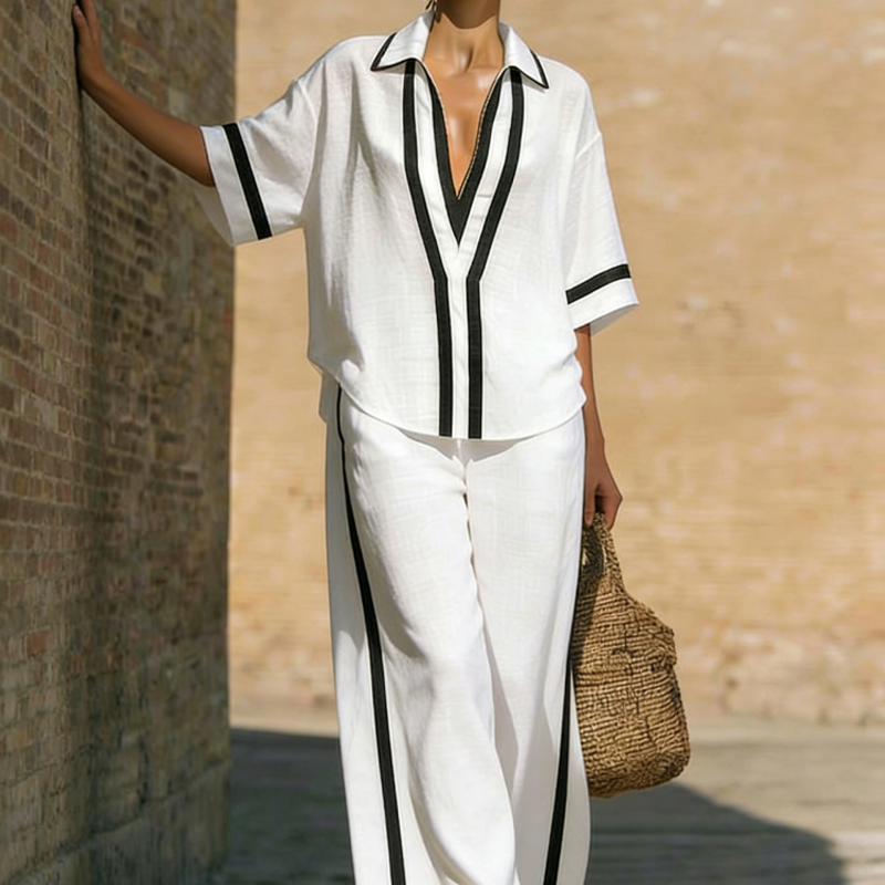 Women's Casual Color-Block 2-Piece Set - Image 1